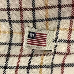 Vtg. Polo Jeans Company Ralph Lauren Loop Collar Men's XL Cream Plaid LS Shirt